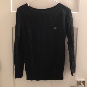 LACOSTE 100% cotton cable knit crew neck sweater